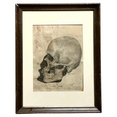 Vintage Boho Original Pencil Sketch of Skull