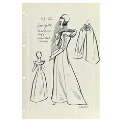 Vintage Boho Original Phillipe Venet Fashion Sketch on Paper