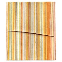 Vintage Boho Original Plisado Rayado Abstracto Óleo sobre lienzo "Rayado Naranja"
