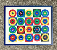 Vintage Boho Original Primary Bullseye Lithograph on Paper