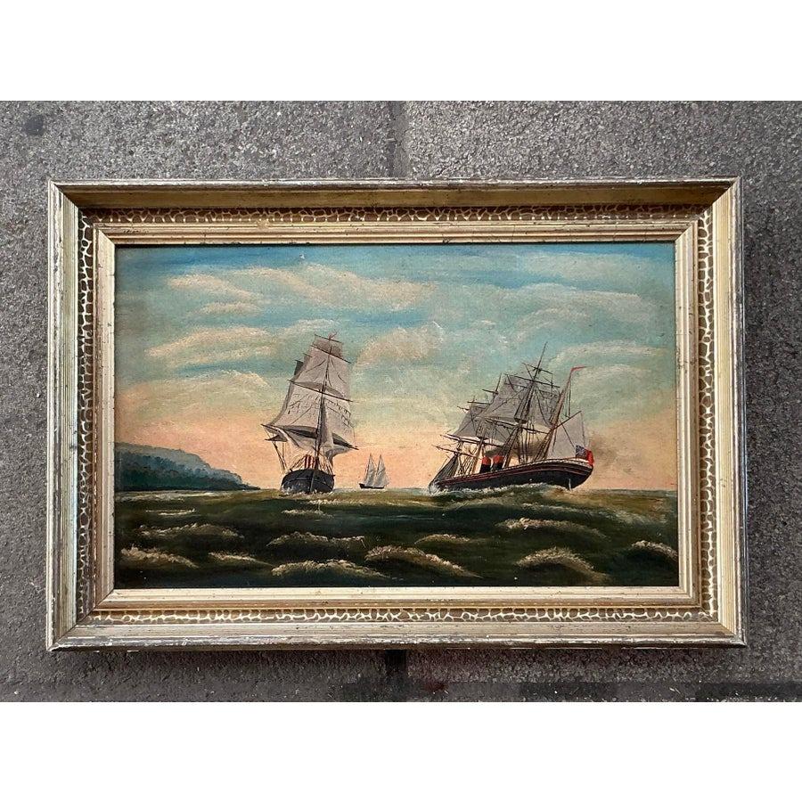 This vintage boho seascape oil painting on board captures the serene beauty of the ocean with vibrant, textured brushstrokes. Its original artistry and bohemian charm make it a unique statement piece, perfect for adding a coastal or eclectic vibe to