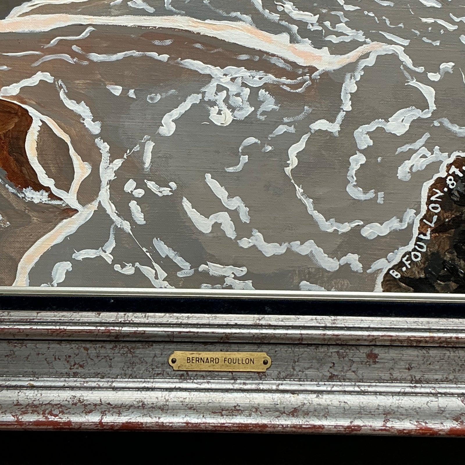Dieses fesselnde Original-Ölgemälde im Vintage-Stil auf Leinwand ist ein ideales Werk für alle, die die Ästhetik des Boho Chic und ausdrucksstarke Kunst schätzen. Dieses exquisite Gemälde einer Meereslandschaft zeichnet sich durch eine strukturierte