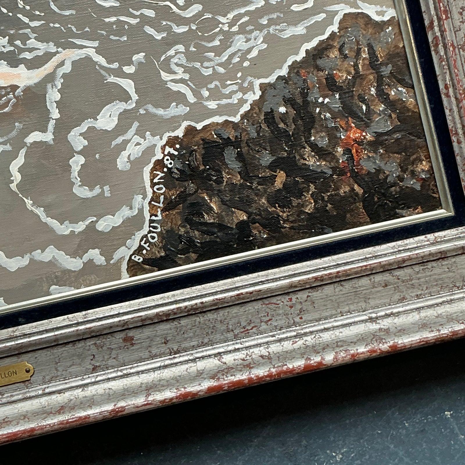 Vintage Boho Original Seestück Öl auf Leinwand (amerikanisch) im Angebot