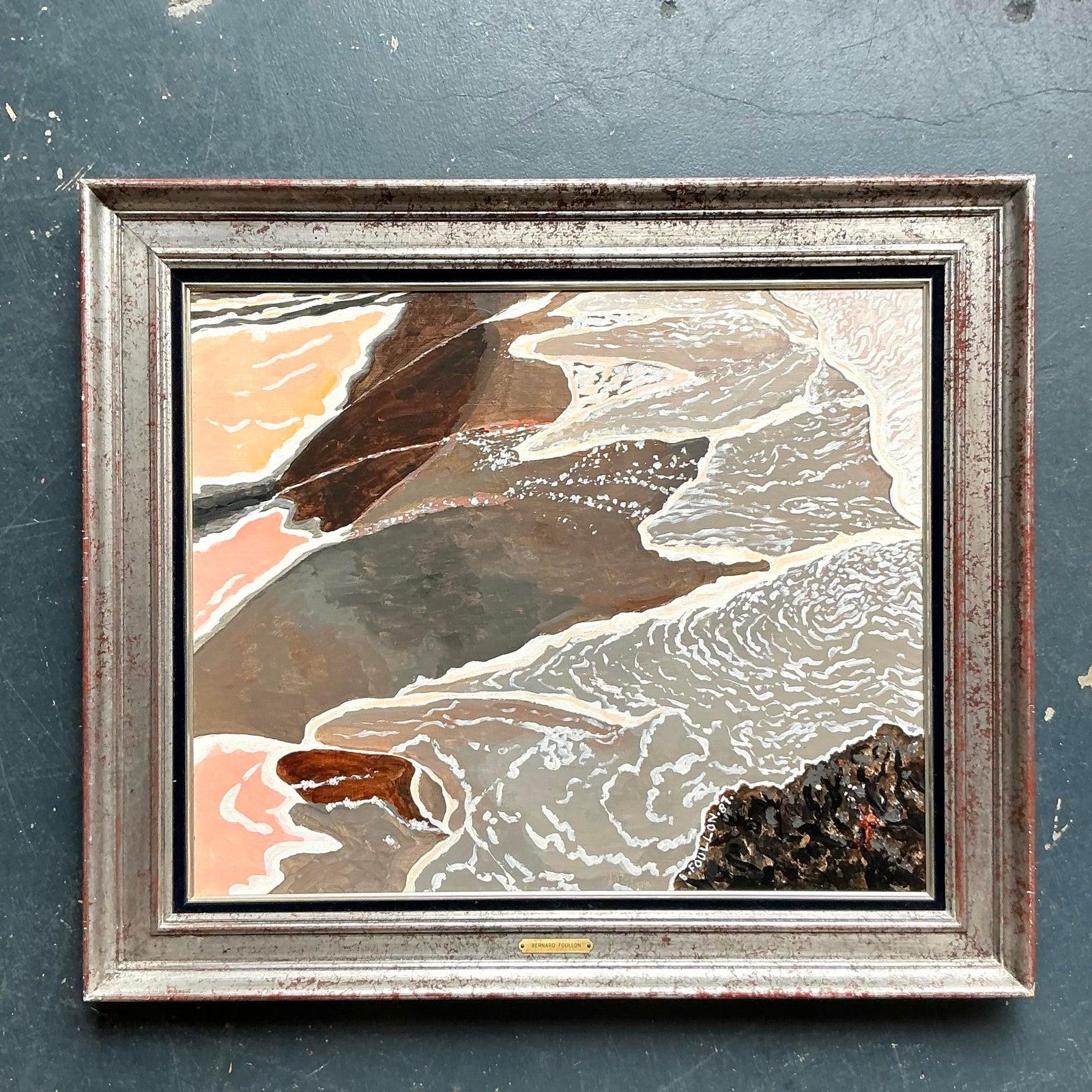 Vintage Boho Original Seestück Öl auf Leinwand (20. Jahrhundert) im Angebot
