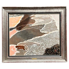 Vintage Boho Original Seestück Öl auf Leinwand