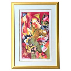 Vintage Boho Lithographie originale signée et numérotée