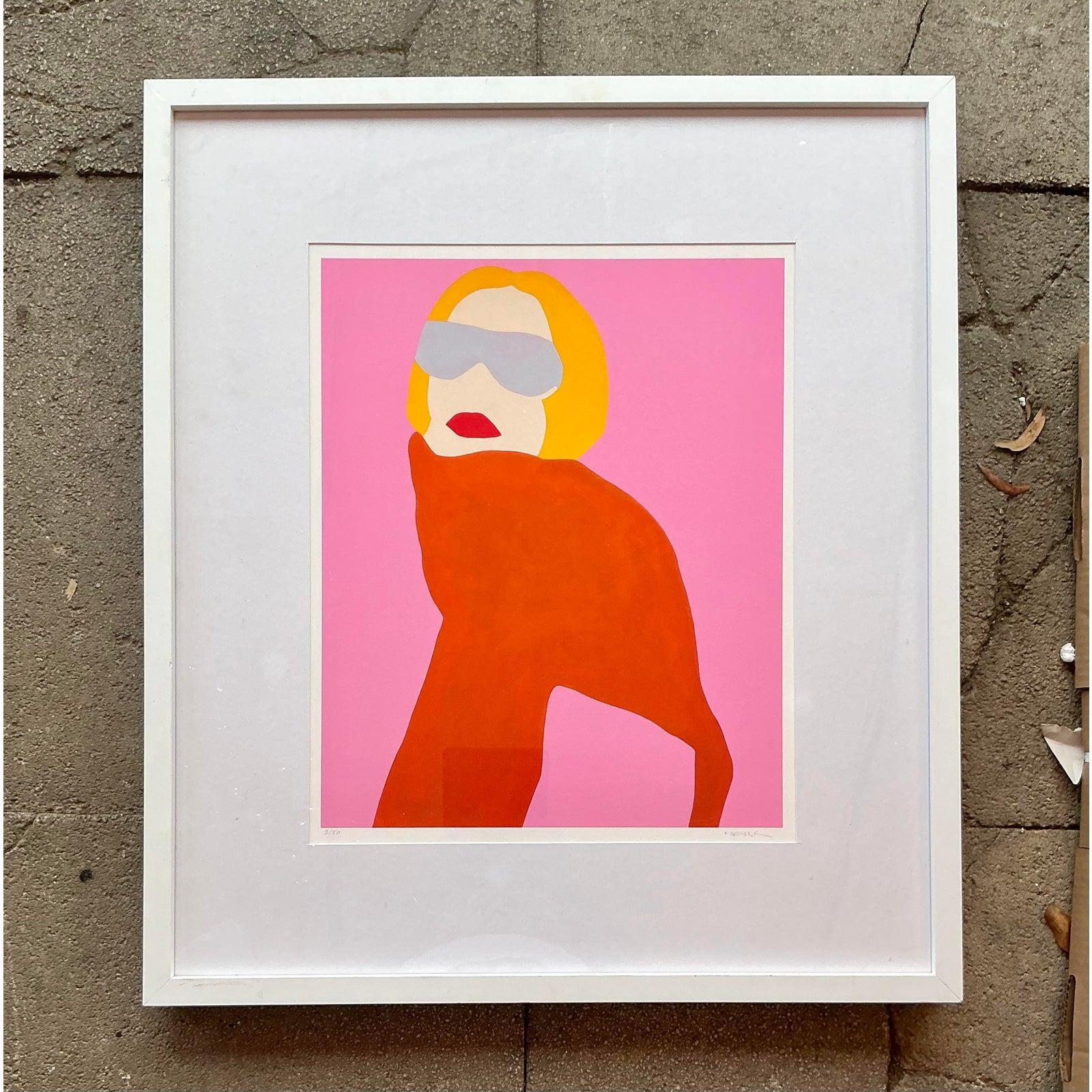 Lithographie bohème originale signée et numérotée Melo Porter Op Art Bon état - En vente à West Palm Beach, FL