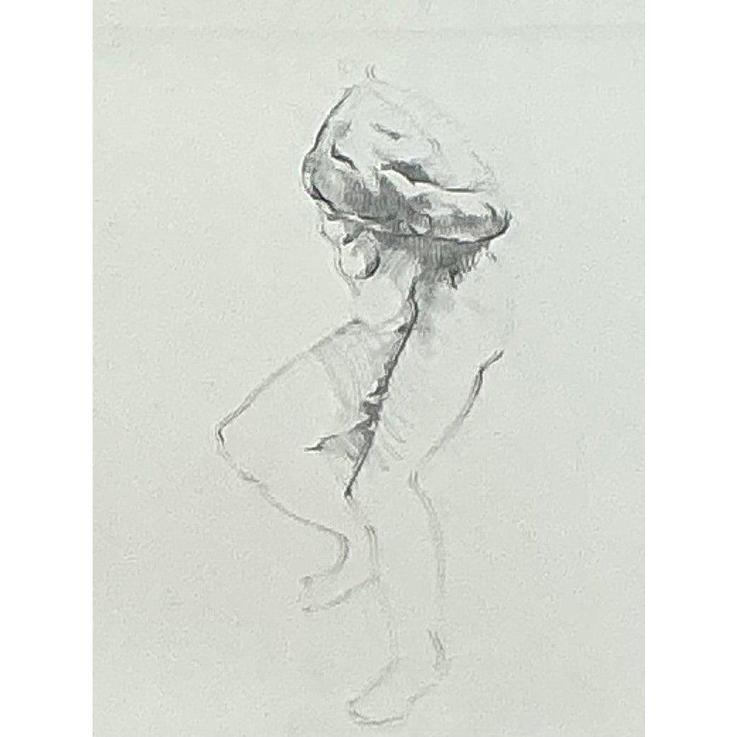 Verleihen Sie Ihrem Raum einen Hauch von künstlerischer Eleganz mit dieser Vintage Boho Original Sketch Of Man, einem auffälligen Stück, das die Essenz der menschlichen Form mit minimalistischer Anmut einfängt. Diese Bleistiftskizze, gerahmt in