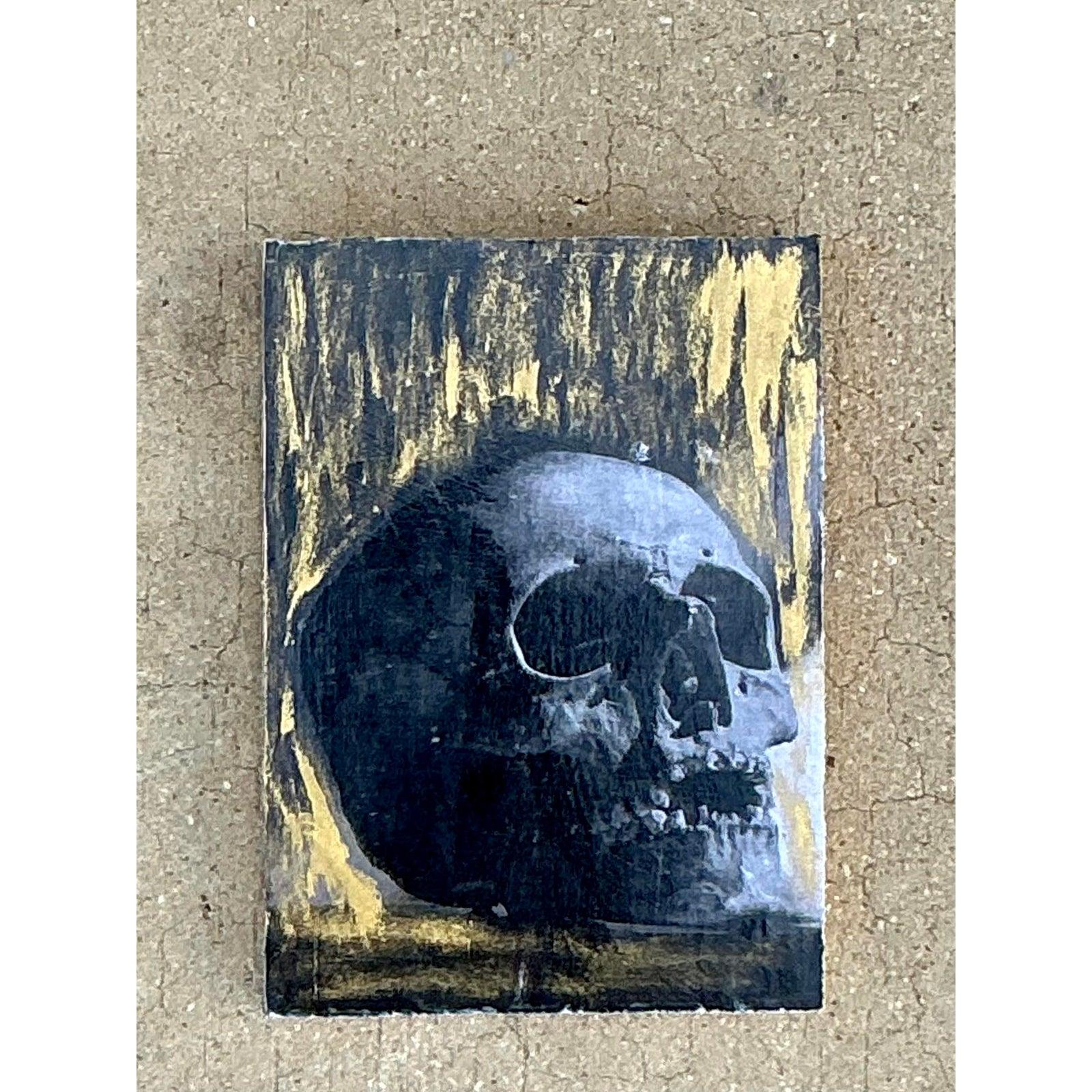 Vintage Boho Original Totenkopf Abstrakt auf dem Brett (21. Jahrhundert und zeitgenössisch) im Angebot