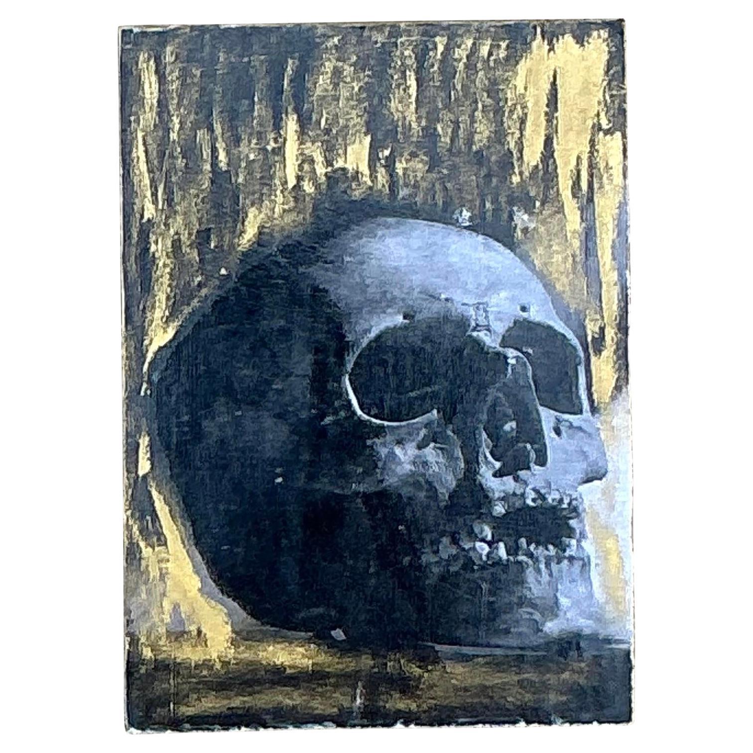 Vintage Boho Original Skull Abstract on Board