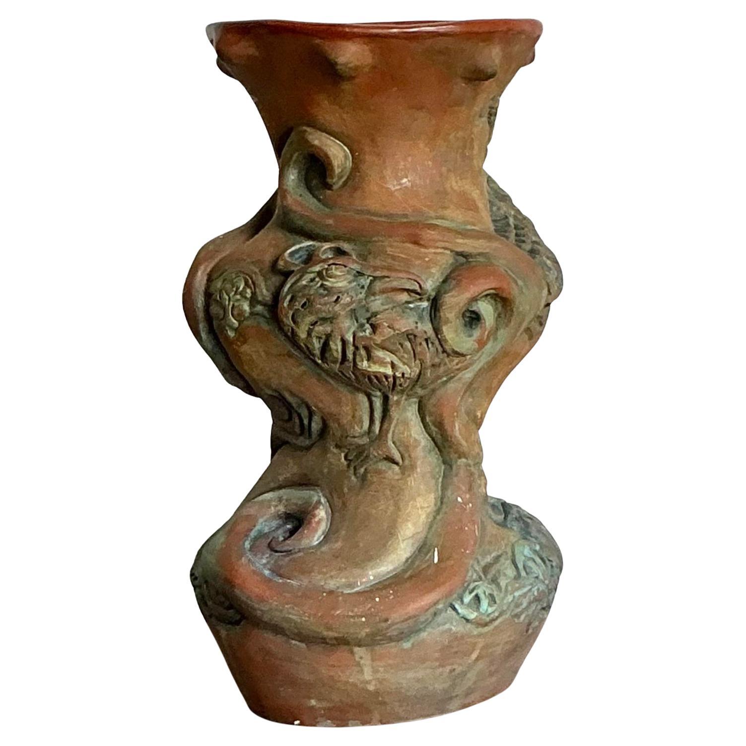 Vaso di Studio Pottery vintage Boho Original Slab Built