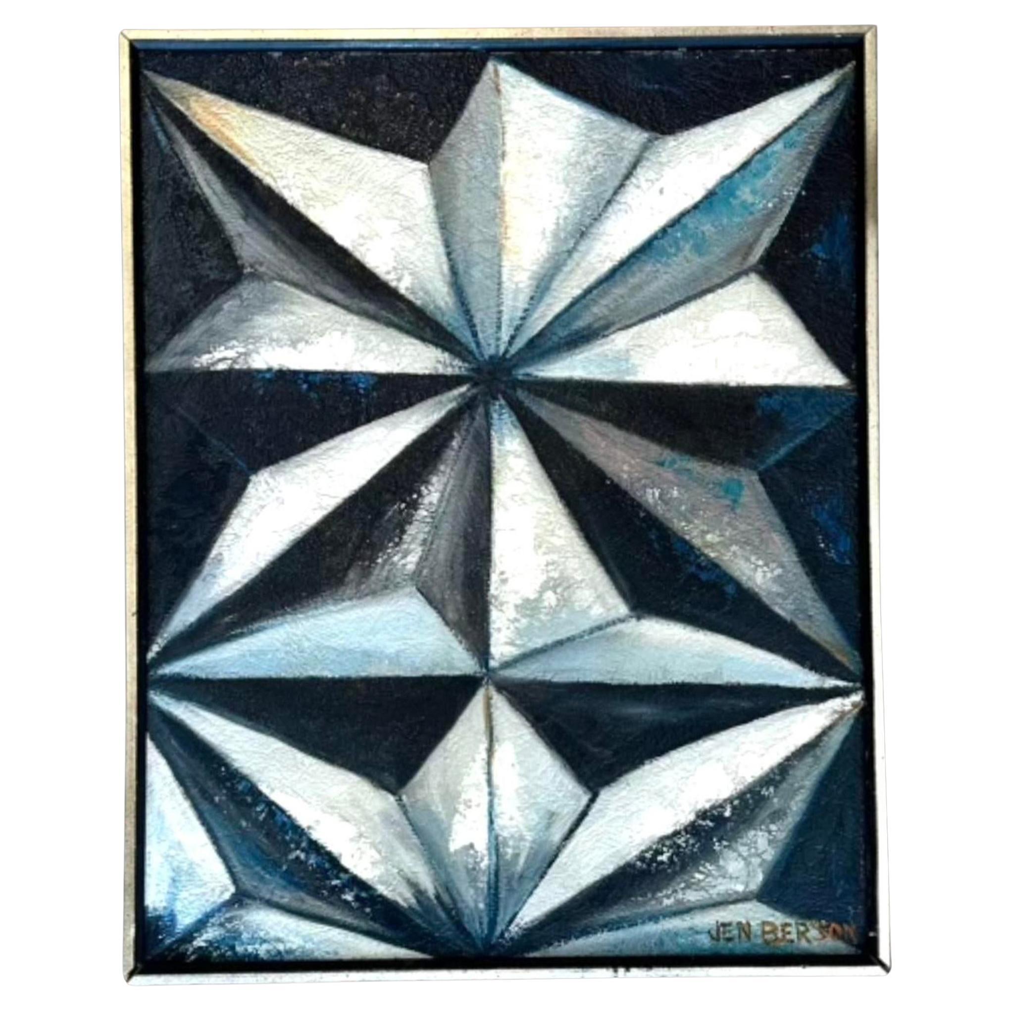 Vintage Boho Original Star Abstract Painting on Canvas