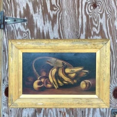 Vintage Boho Original Still Life of Fruit Painting
