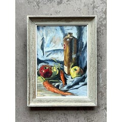 Original Vintage Boho Original Stillleben Öl auf Leinwand