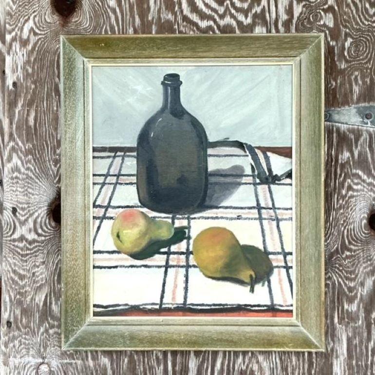 Vintage Boho Original Stillleben Öl auf Leinwand (amerikanisch) im Angebot