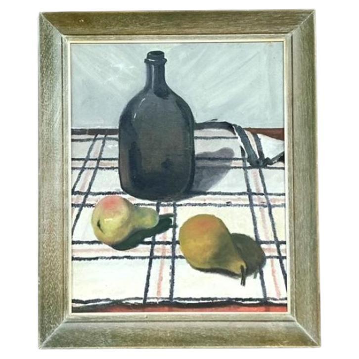 Olio su tela con natura morta originale vintage Boho