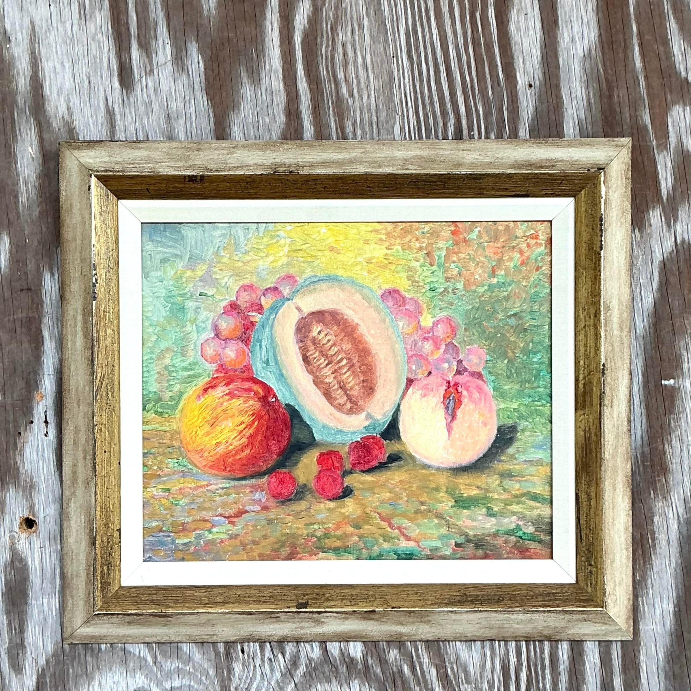 Vintage By: pittura ad olio su tela di una natura morta originale In condizioni buone in vendita a west palm beach, FL
