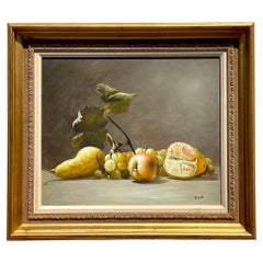 Vintage Boho Original Still Life Peinture à l'huile sur toile