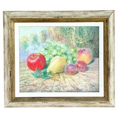 Vintage By: pittura ad olio su tela di una natura morta originale
