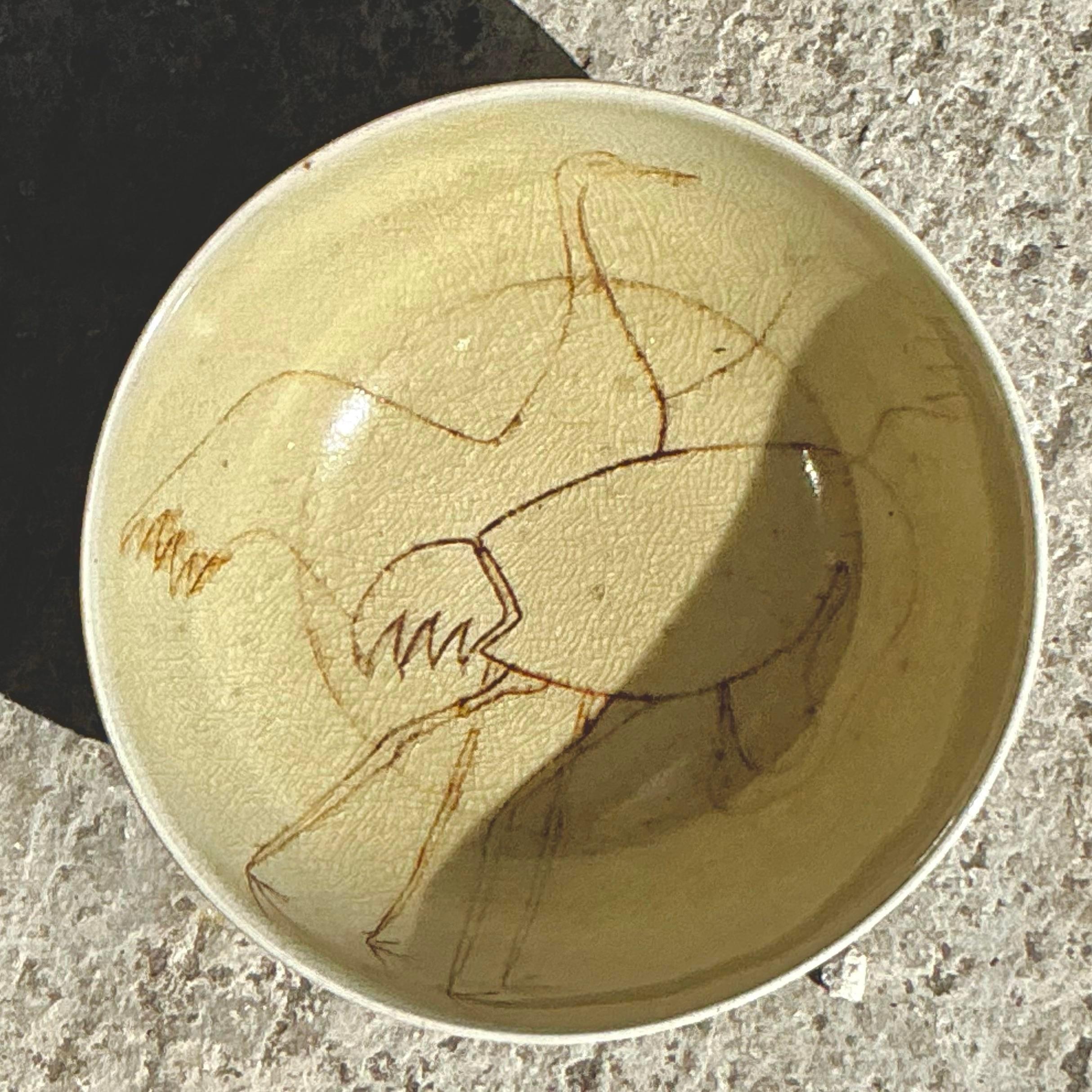 Ciotola a forma di gru in Studio Pottery originale Boho d'epoca in vendita 1