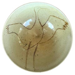 Vintage Boho Original Studio Pottery Crane Bowl (bol à grue)