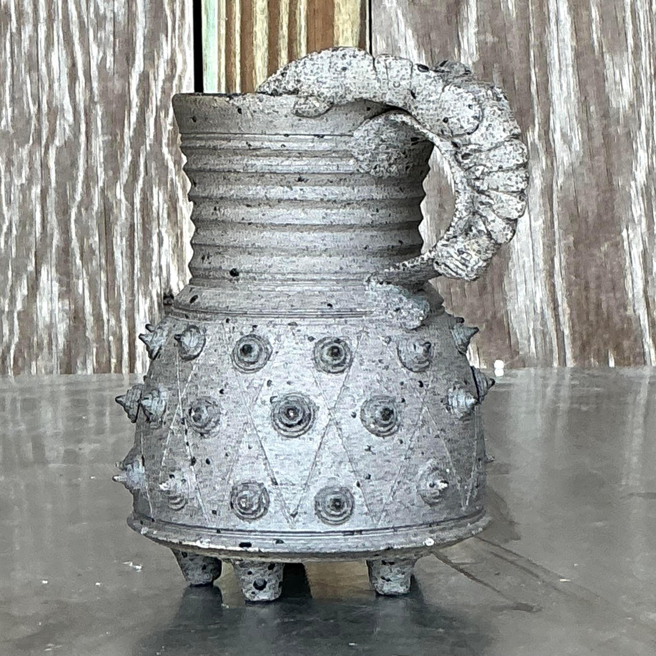 20th Century Vintage Boho Original Studio Pottery Crawdad Vase For Sale