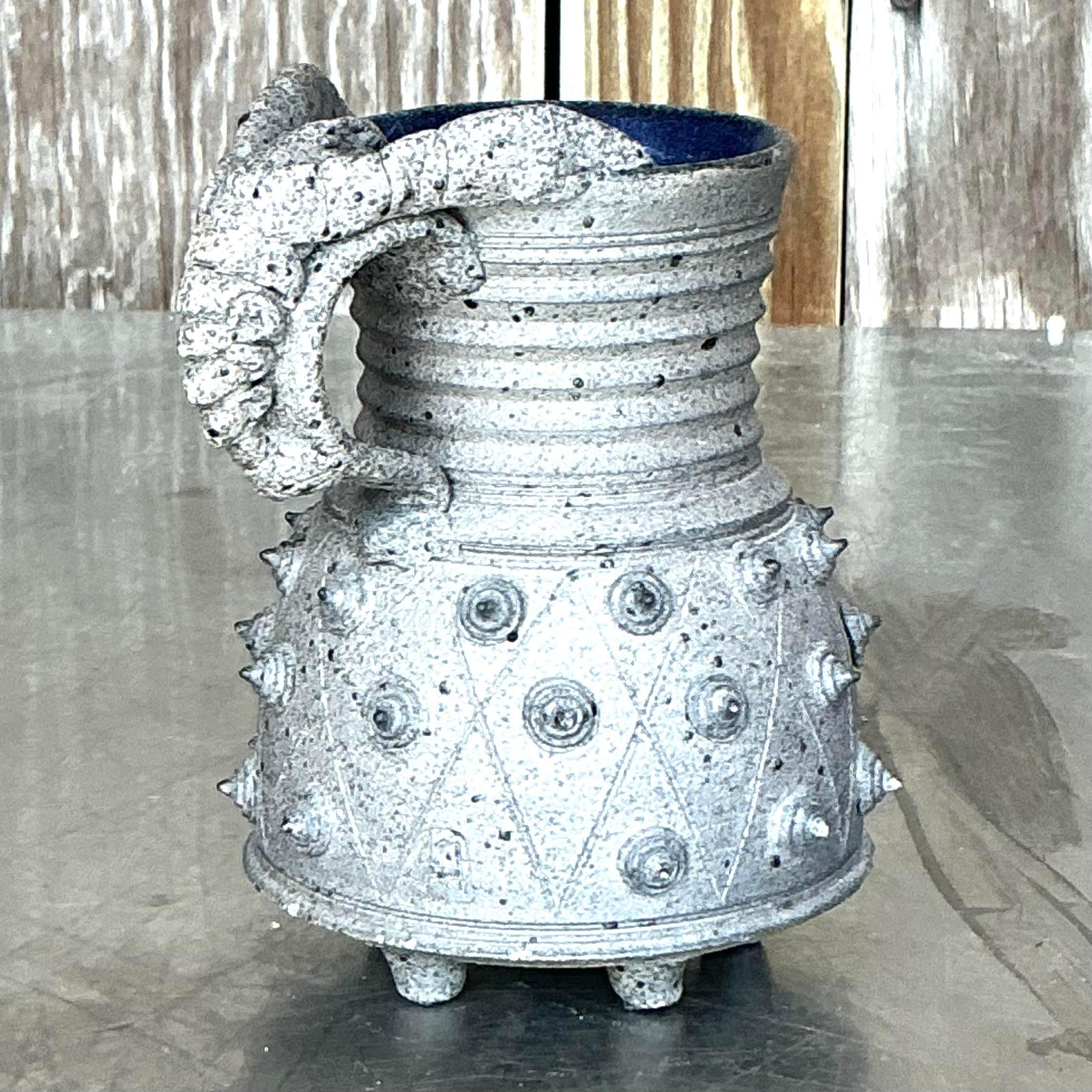 Vintage Boho Original Studio Pottery Crawdad Vase For Sale 1