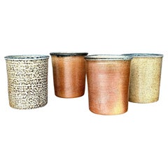 Vintage Boho Original Studio Pottery Cups – 4er-Set Vintage-Töpferwaren