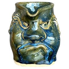 Vintage Boho Original Studio Pottery Face Pitcher