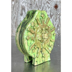 Vintage Boho Original Studio Pottery Face Vase