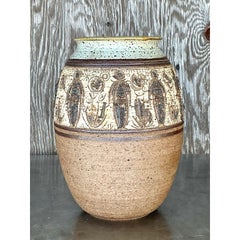 Vase figuratif vintage Boho Original Studio Pottery
