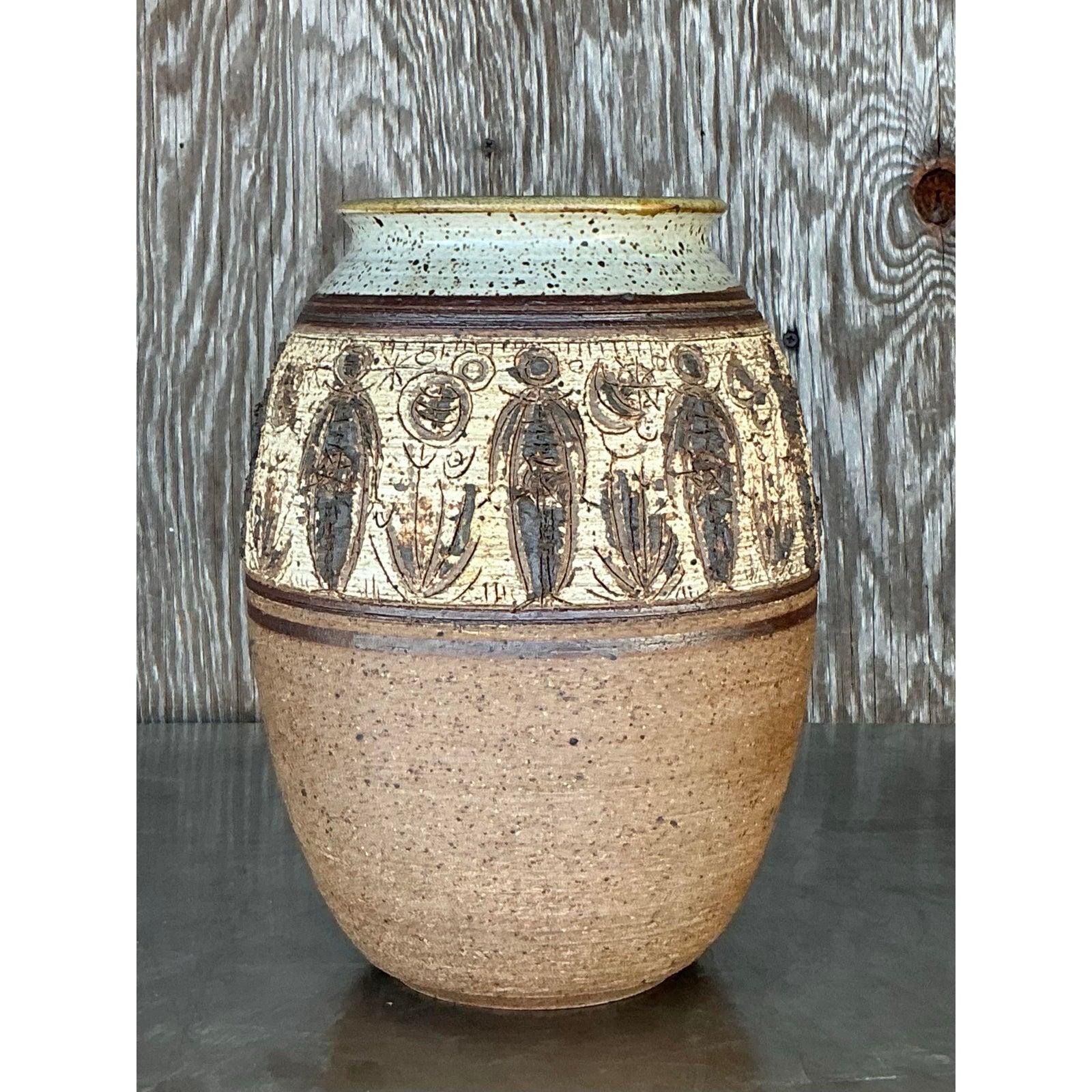 Americano Vaso figurato d'epoca Boho Original Studio Pottery in vendita