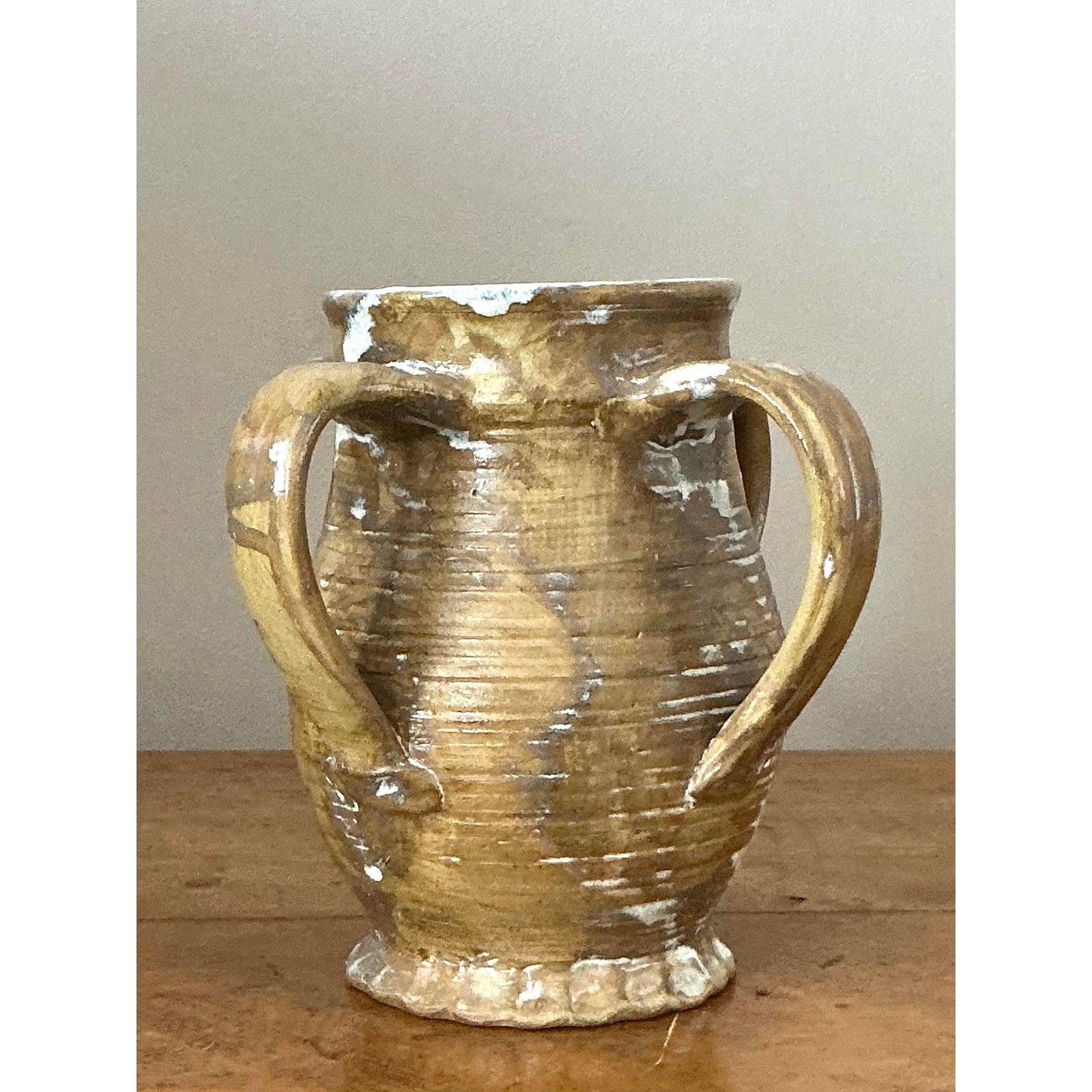 XX secolo Vaso con manico in Studio Pottery originale Boho d'epoca in vendita
