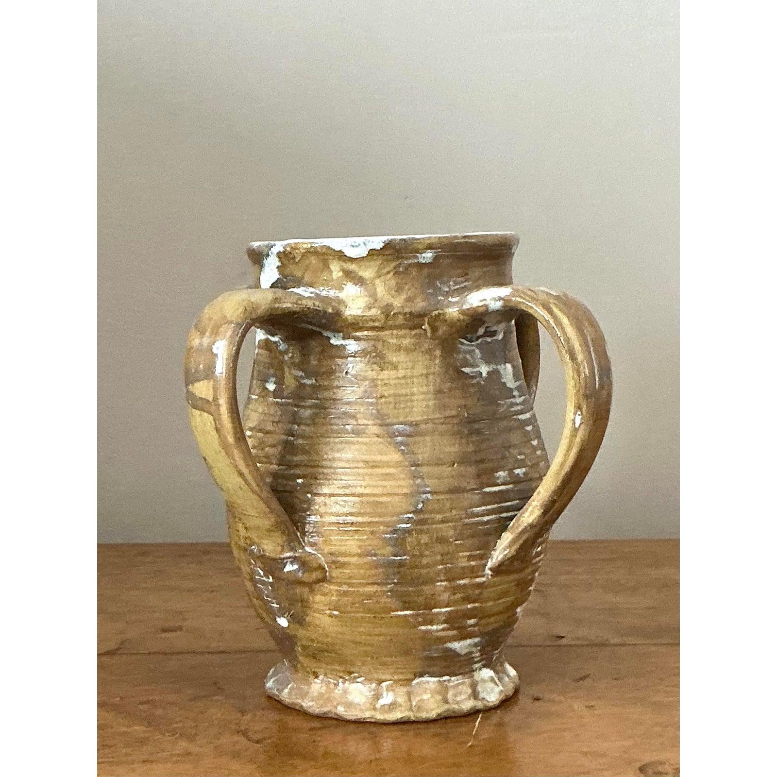 Vaso con manico in Studio Pottery originale Boho d'epoca in vendita 1
