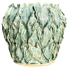 Vintage Boho Original Studio Pottery Leaves Vase