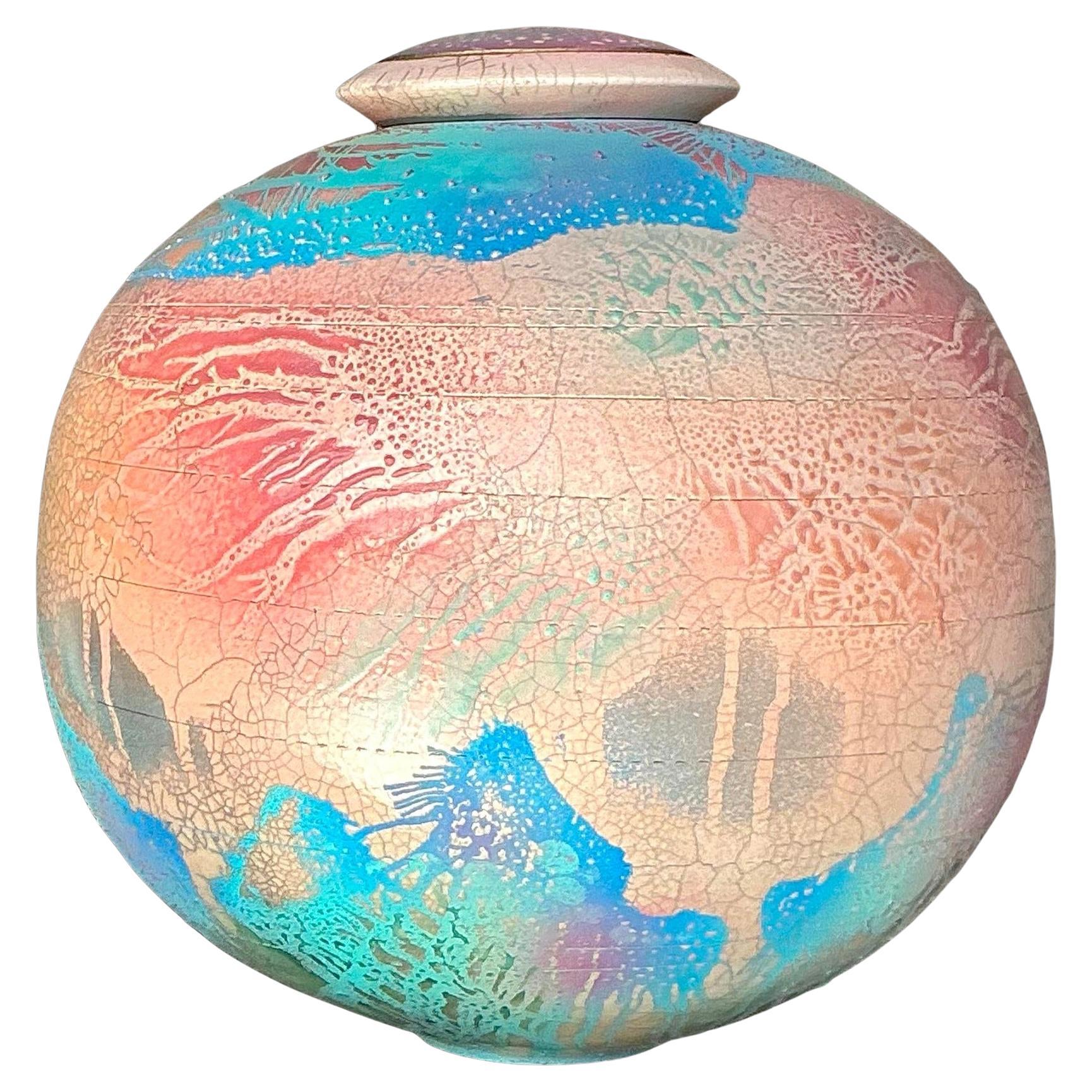 Vintage Boho Original Studio Pottery Lidded Urn