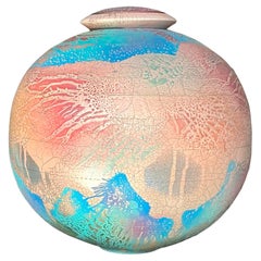 Urna con coperchio di Studio Pottery originale vintage Boho