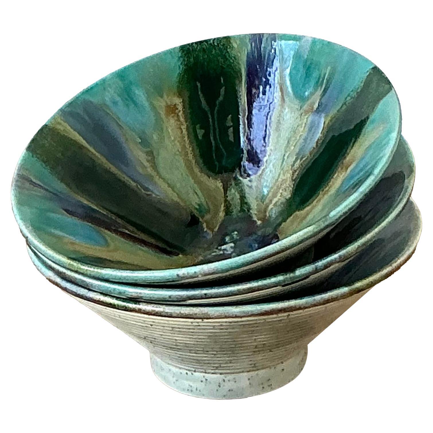 Ciotole per noci in stile bohémien Original Studio Pottery - Set di 3 in vendita