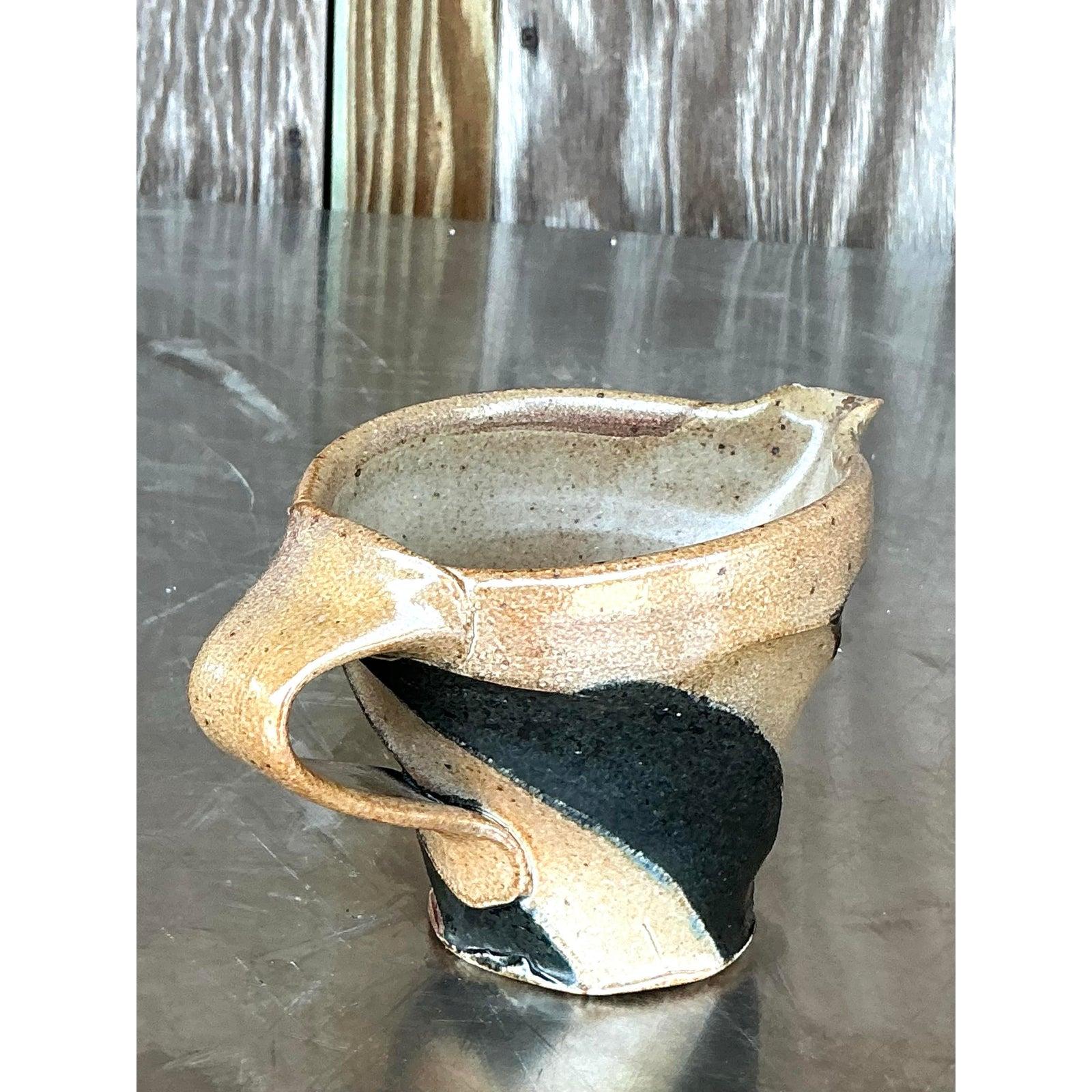Vintage Boho Original Studio Pottery Pitcher Estadounidense en venta