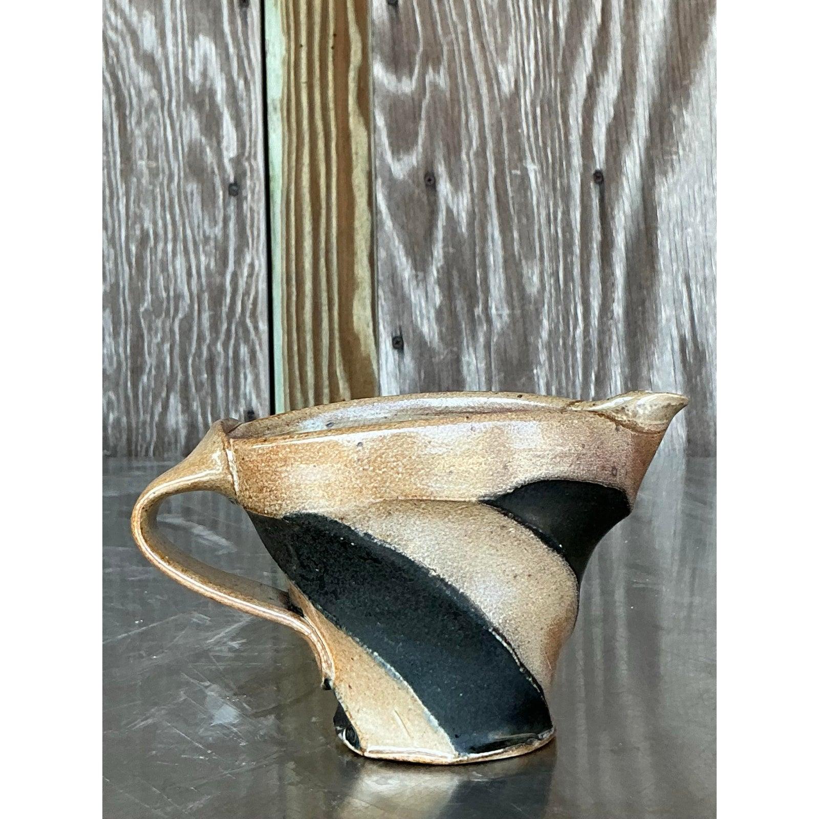 Vintage Boho Original Studio Pottery Pitcher siglo XX en venta