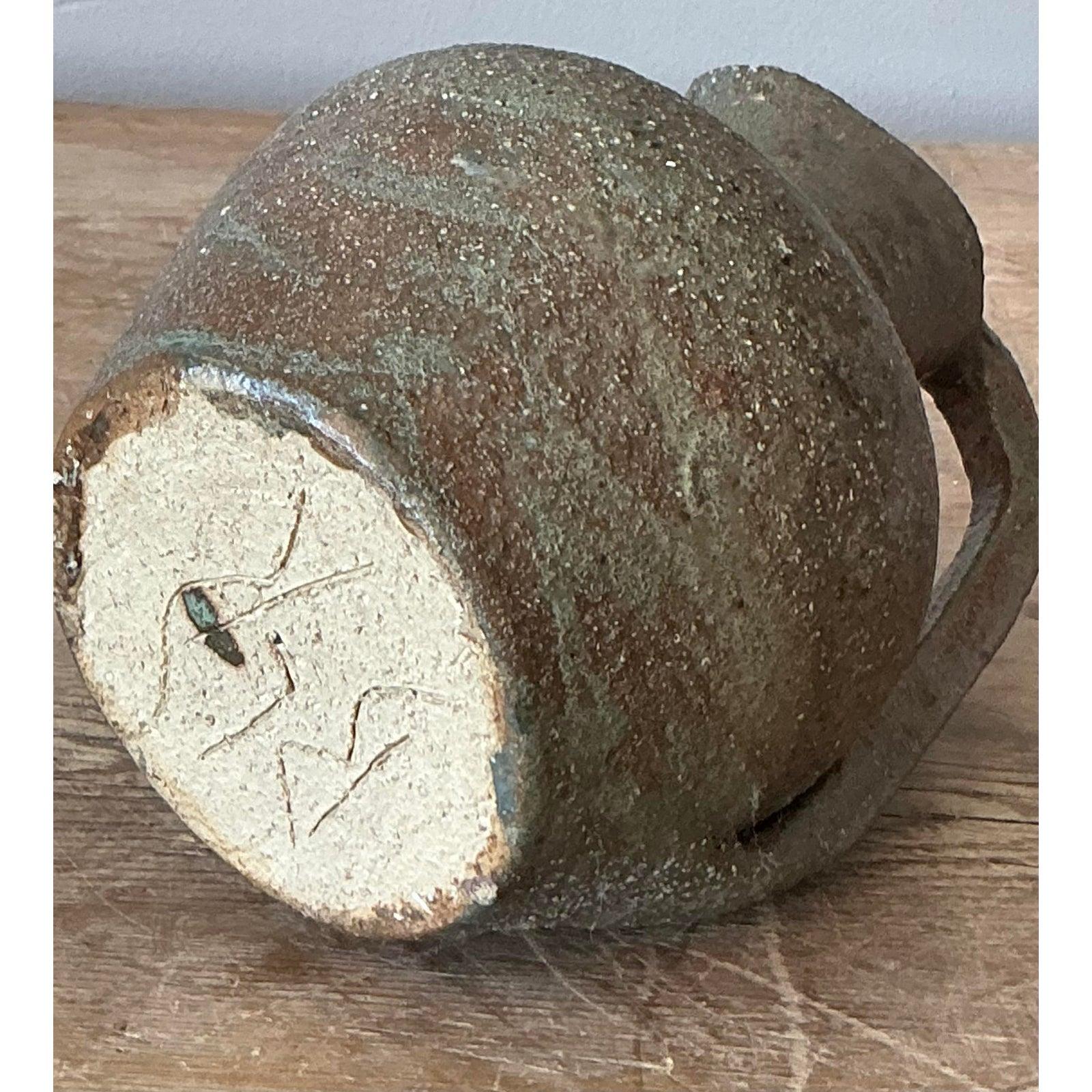 20th Century Vintage Boho Original Studio Pottery Pitcher For Sale