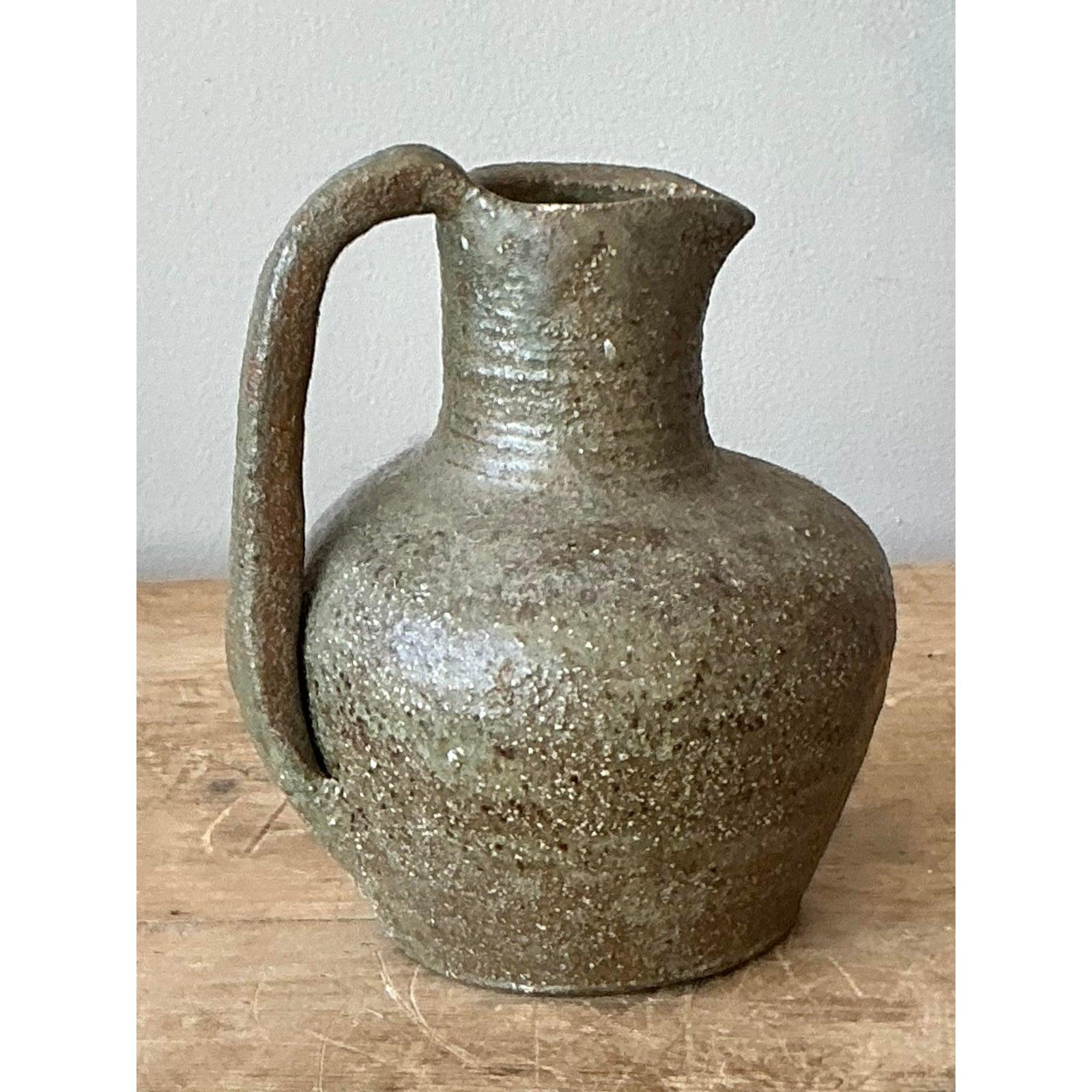 Vintage Boho Original Studio Pottery Pitcher For Sale 2