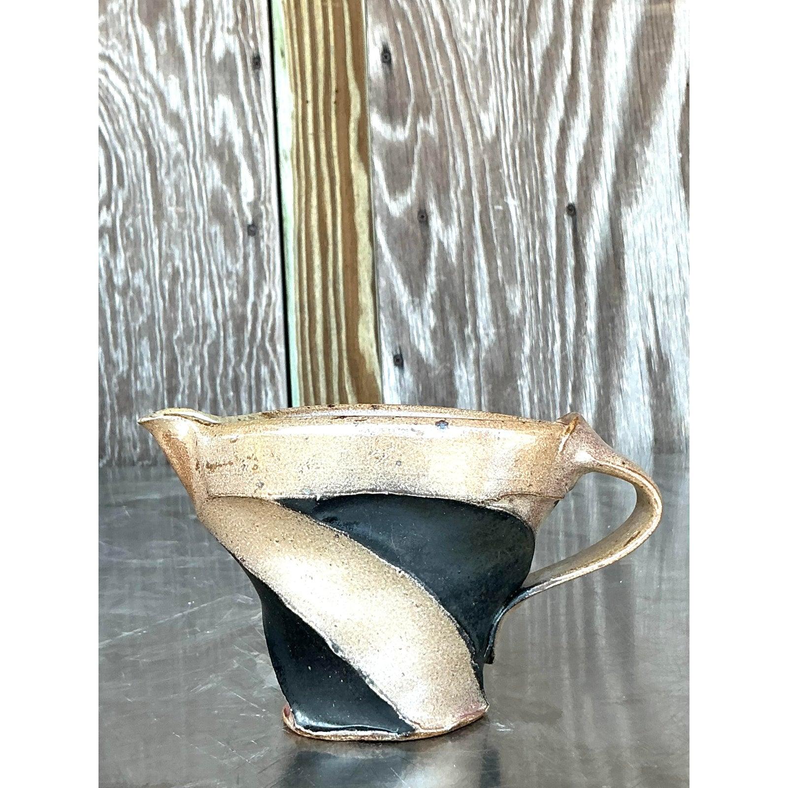 Vintage Boho Original Studio Pottery Pitcher en venta 2