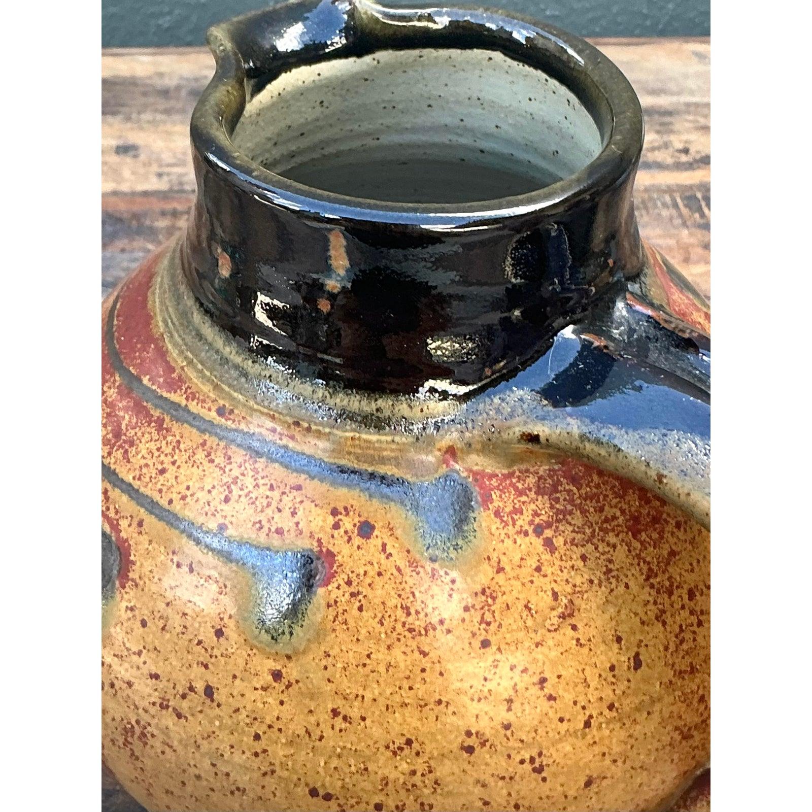 Vintage Boho Original Studio Pottery Pitcher For Sale 3