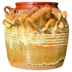 Vintage Boho Original Studio Pottery Ribbon Vase
