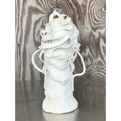 Vaso vintage Boho Original Studio Pottery Ribbons