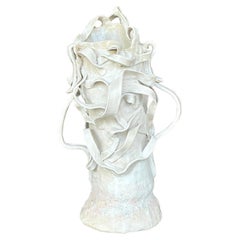 Vase vintage Boho Original Studio Pottery avec rubans