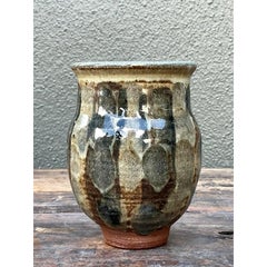 Vintage Boho Original Studio Pottery Small Striped Vase