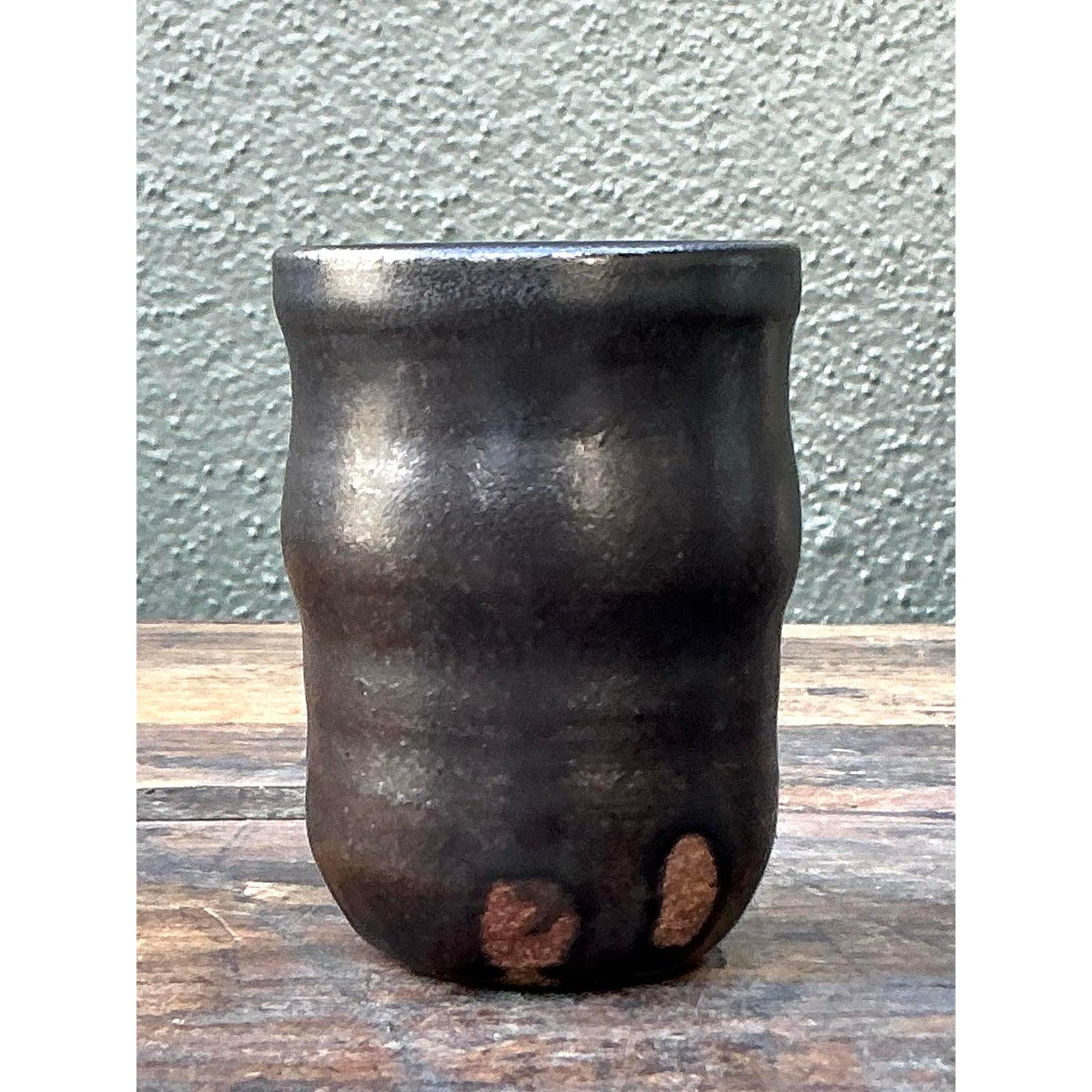 Brutalismo Vaso piccolo d'epoca Boho Original Studio Pottery in vendita