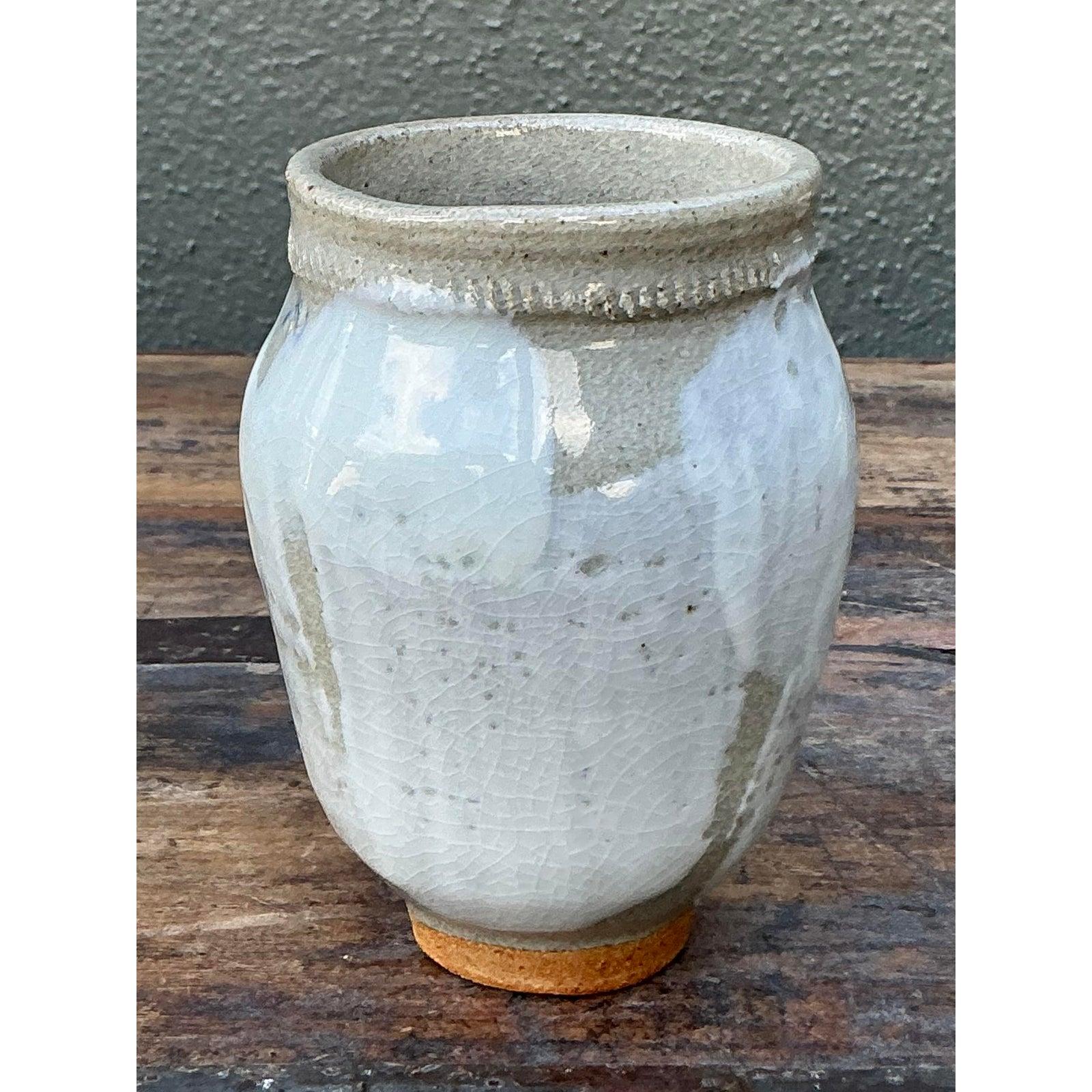 Mid-Century moderno Vaso piccolo d'epoca Boho Original Studio Pottery in vendita